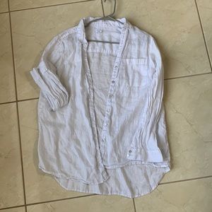 White linen button down shirt